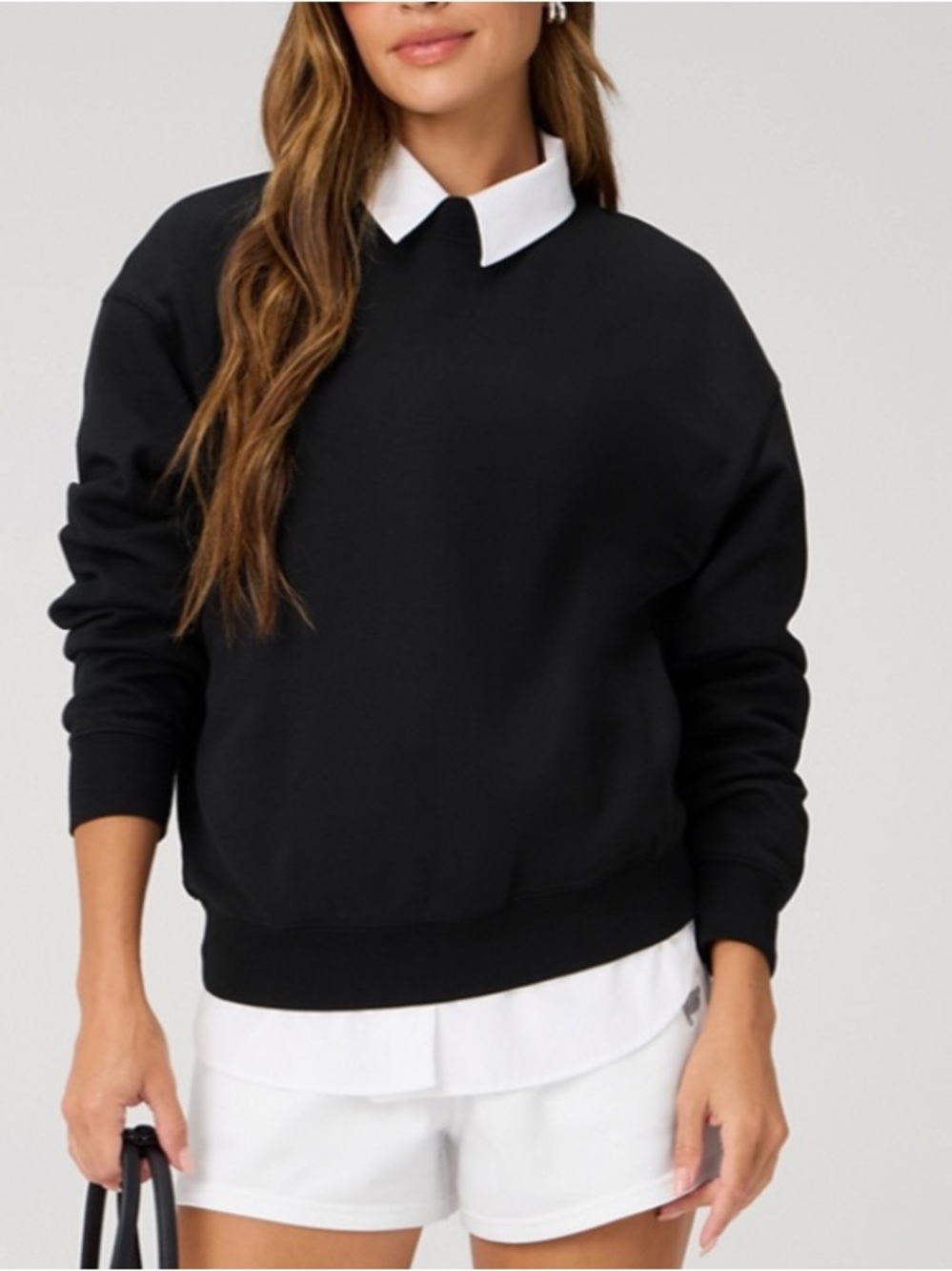 Fabletics Black Crewneck Sweater - Classic Pullover